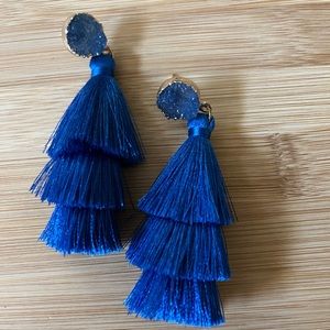 Blue Tassel Earrings